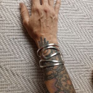 Abstract Silver Cuff Bracelet